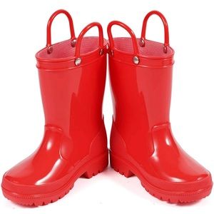 ❤️ Red Toddler Kids Lightweight Adorable Rain Boots boot kids size 6 handles ❤️